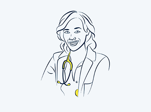 Illustration av en kvinnlig överläkare