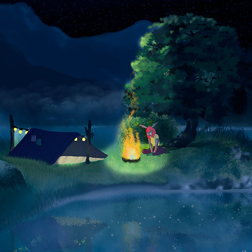 Fairytale camping - Illustration av en lägerplats